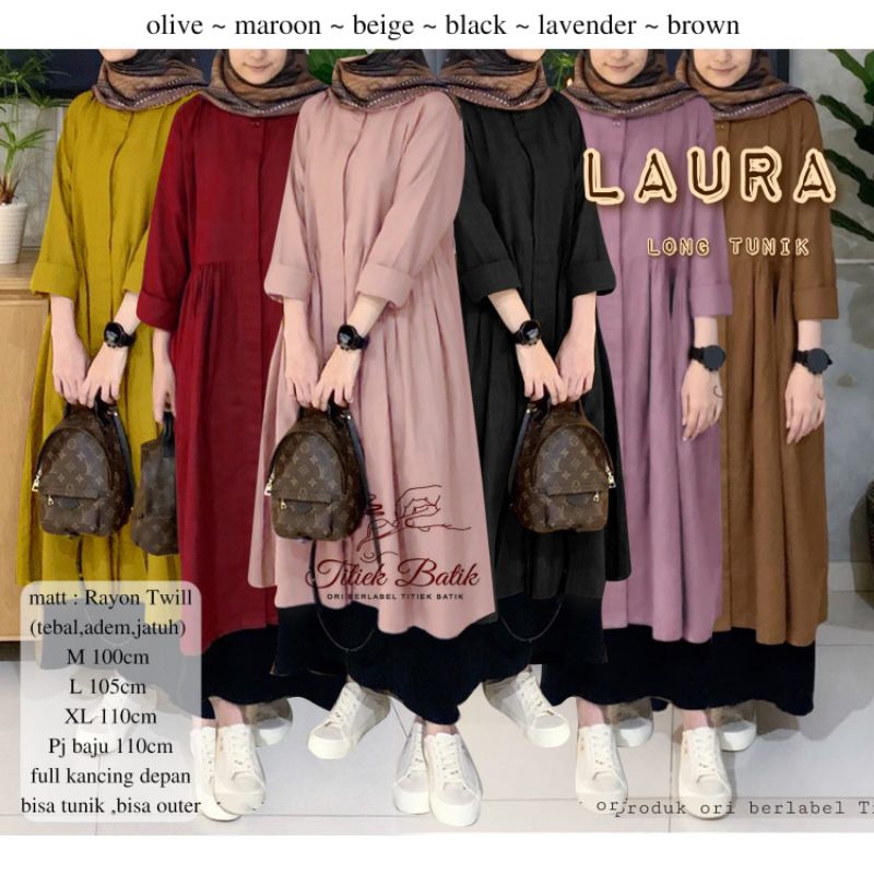 GAMIS LAURA LONG TUNIK WANITA DEWASA REMAJA CASUAL TERBARU