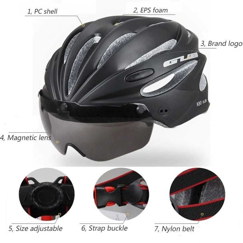 GUB Helm Sepeda Visor Aero EPS Magnetic Removable Lens - K80 Plus Hitam Black / Black Purple Ungu Gelap / Merah Red