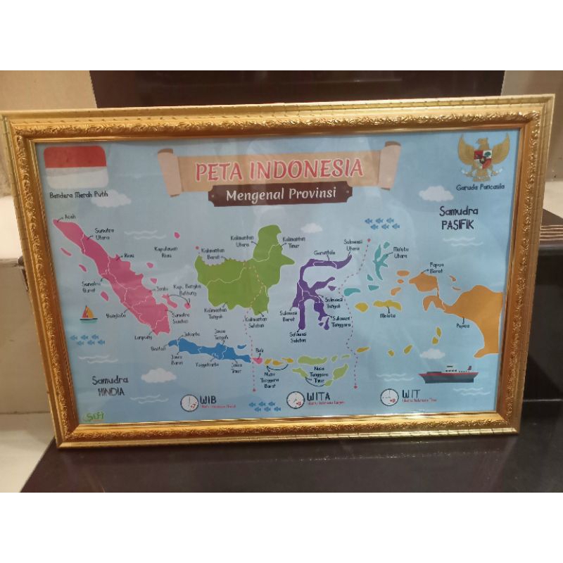 peta Indonesia kecil bingkai kaca