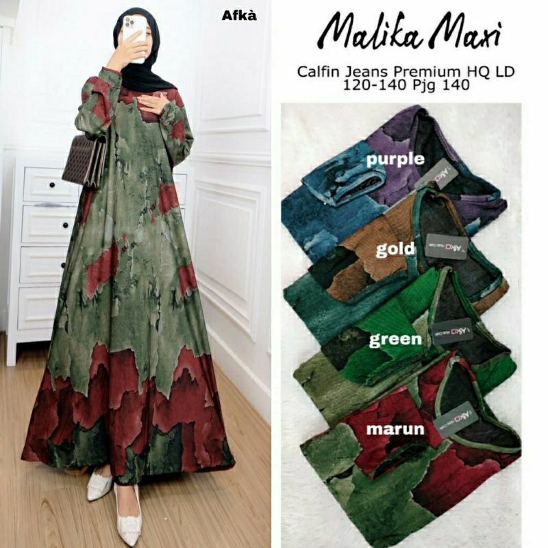 Malika Maxi, GAMIS JUMBO CANTIK MODIS FIT XL-XXXXL LD 120-140 BAHAN CALVIN JEANS PREMIUM TERMURAH OOTD KEKINIAN TERLARIS