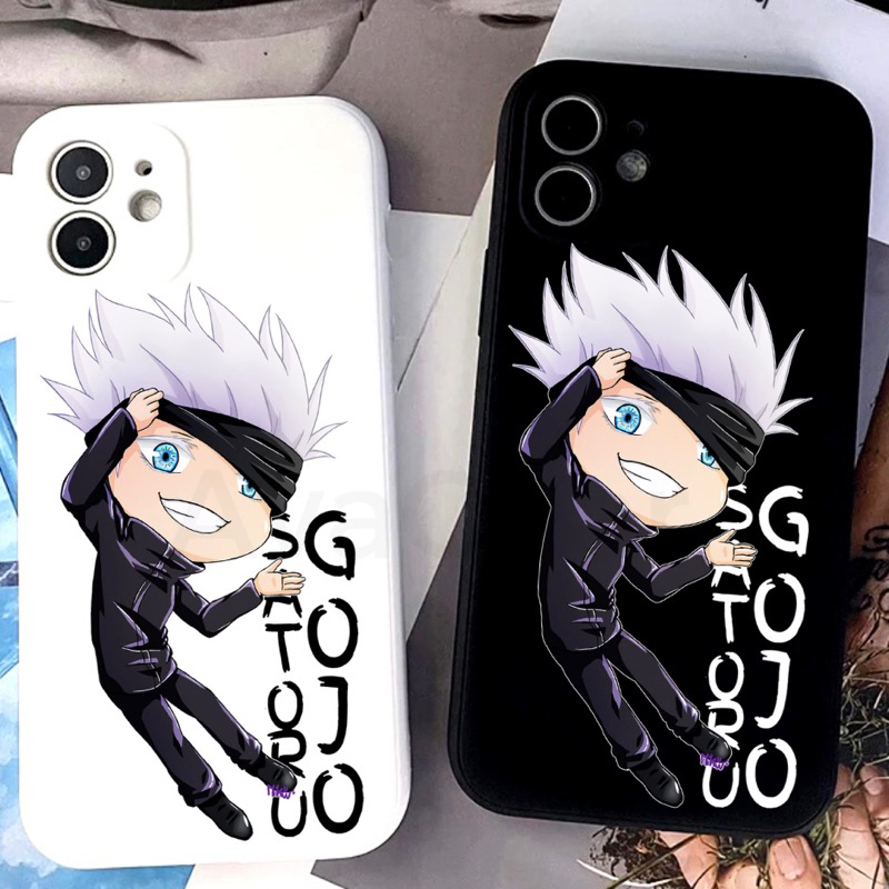 iP Gojo Jujutsu Kaisen Case iPhone Square Edge TPU Softcase 6s 7 8 X XS XR 11 12 Mini 13 Pro Max 14+ Plus