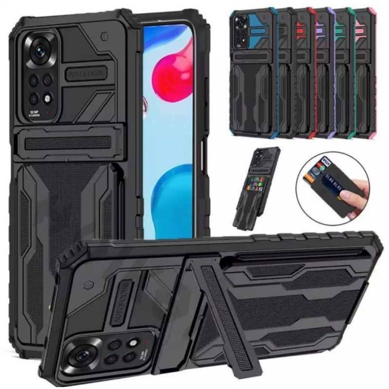 Case Transformers SLOT CARD + Standing Poco X3 NFC/M3 Pro/Mi 11 Lite Hardcase Shockproof