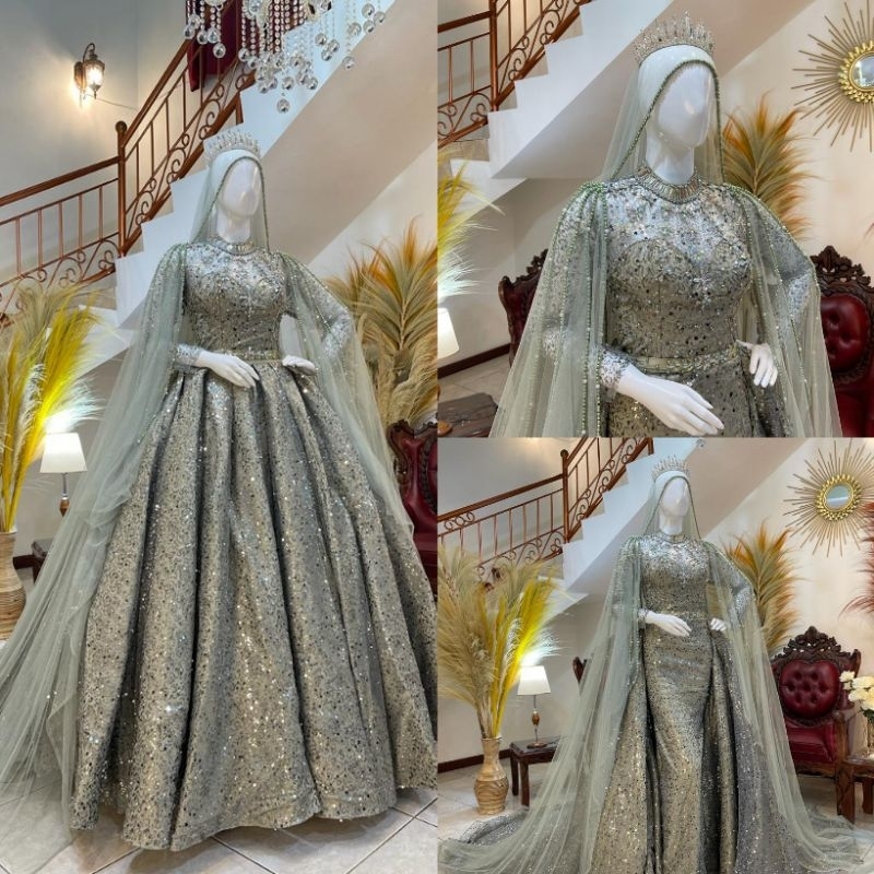 TERBARU GAUN PENGANTIN PREMIUM// GAUN BELIMBING  PAYET/BALL GAUN/GAUN TERBARU/PERLENGKAPAN PESTA/BAJU NIKAH/GAUN MODERN