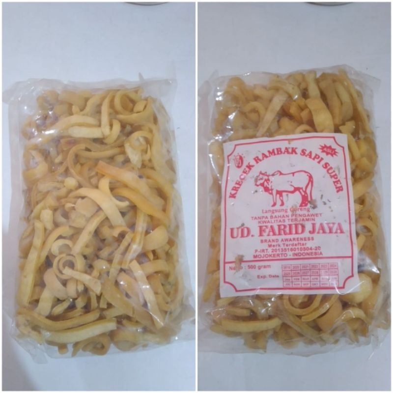 

krupuk krecek rambak stik mentah farid jaya.. asli kulit sapi kemasan 500gr