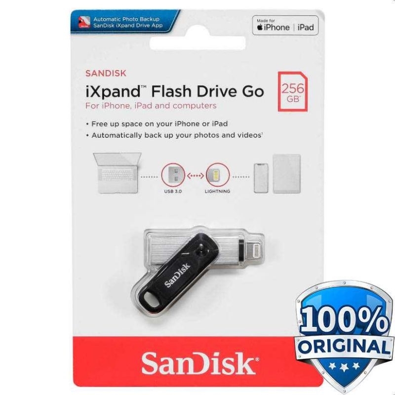 Sandisk iXpand Flashdisk Go Lightning USB 3.0 OTG 256GB SDIX60N Hitam