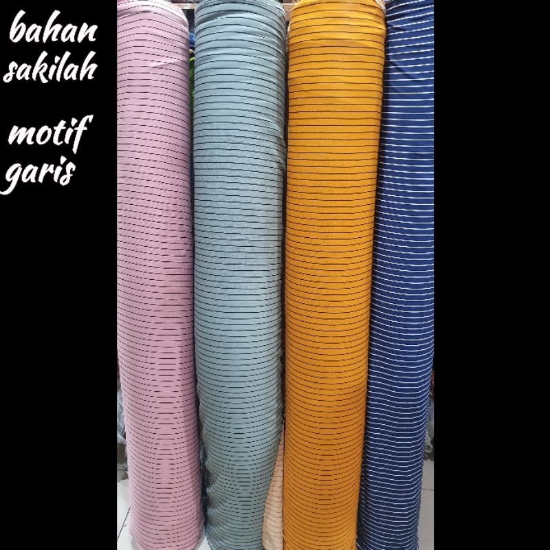 kain shakila motif garis strect adem halus jatuh meteran