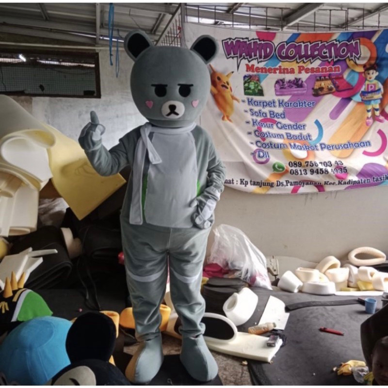 KOSTUM BADUT MASKOT KARAKTER BERUANG LINE ABU ABU