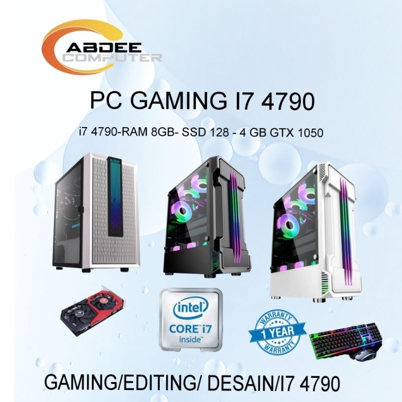 PC GAMING CORE I7 4790 MEMORI 8 GB SSD 128 GB VGA 4 GB GTX 1050 TI DDR5 PC EDITING