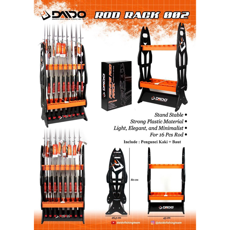 Rack Joran Daido 002 / rak joran isi 16 pcs model ikan