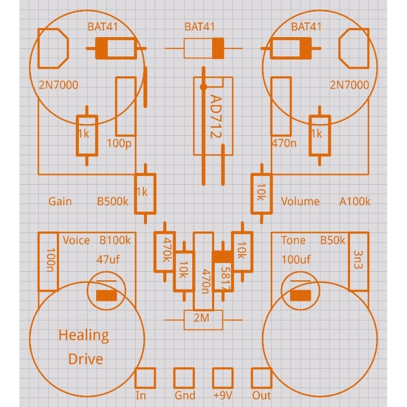 PCB EFEK GITAR HEALING DRIVE