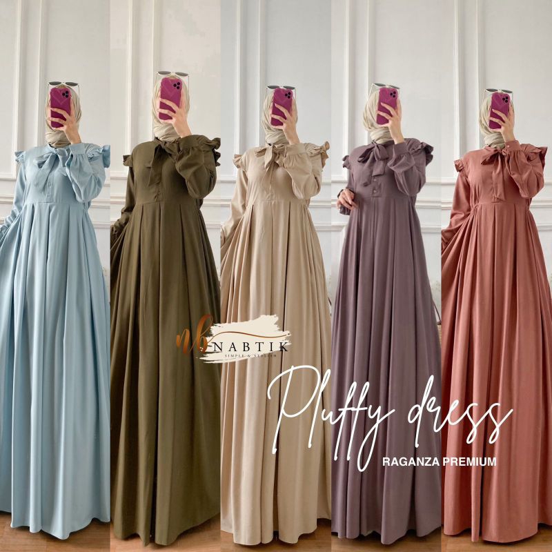 Pluffy dress by nabtik gamis polos raganza Ld 110 termurah