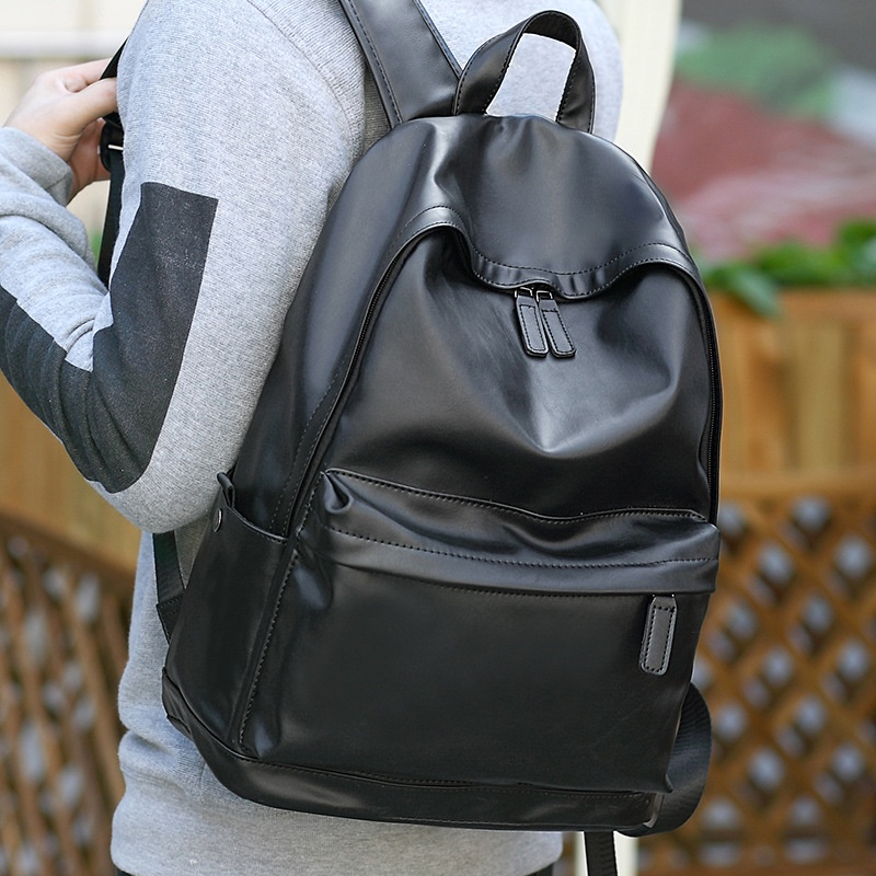 ONLYONE12 Tas Ransel Kulit Pria Premium Tas Pria Kulit Lanchi / Tas Backpack Pria Wanita Polos Warna HItam / Tas Ransel Traveling