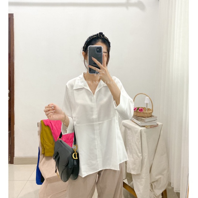 MORRA Blouse Kerah Kemeja Basic / Atasan Kantor Wanita / Blus Kasual 0411