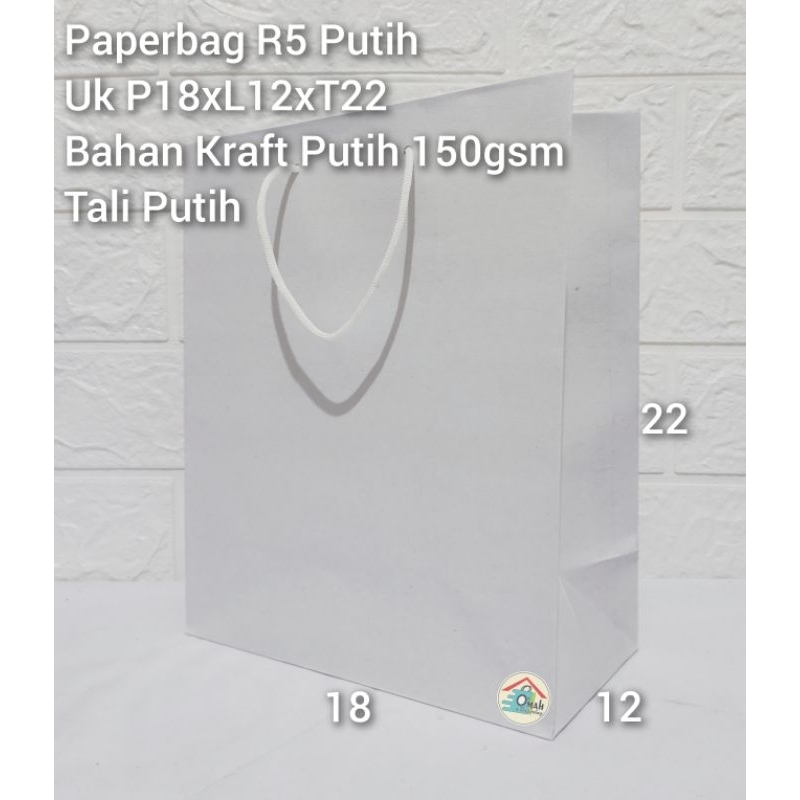 

Paperbag R5 Putih Uk P18xL12xT22