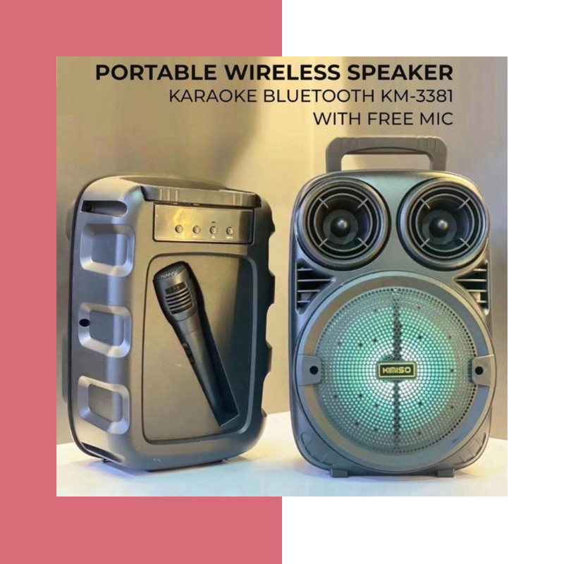 Speaker Bluetooth Karaoke Portable Extra Bass Gratis Microphone type 338 series 3381 6.5 Inch