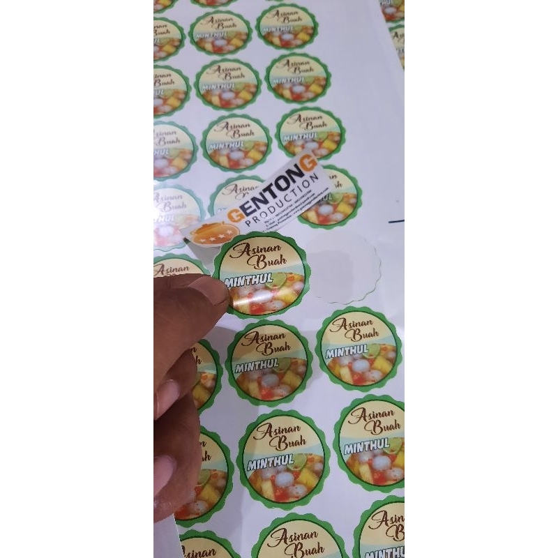 Cetak Stiker Label Produk Kemasan Makanan Minuman Sticker Kue Snack Ukuran 1 Lembar A3+