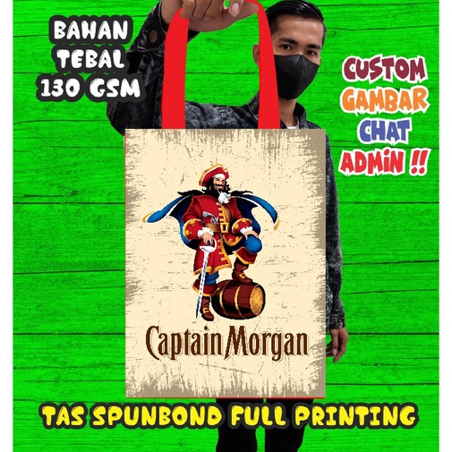 Tas Spundbond Desain Captain Morgan/Totebag Custom Murah/Goodiebag Custom