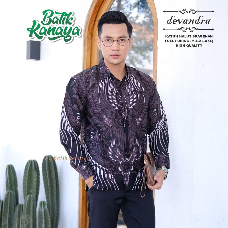 DEVANDRA kemeja batik pria Full Furing Bahan Katun PREMIUM