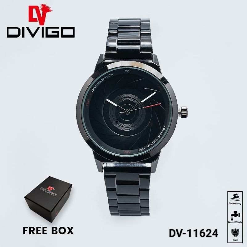 (Terima Cod)Jam Tangan Pria Divigo Original DV-11624 Jarum Free Box Strap Rantai/Stell(Dikirim Jakarta)