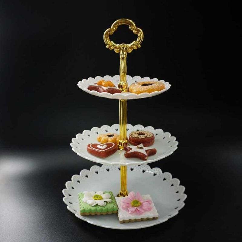 KITSTORM Rak Makan Kue Buah Cake Plate Stand Display CF431 Hitam Putih