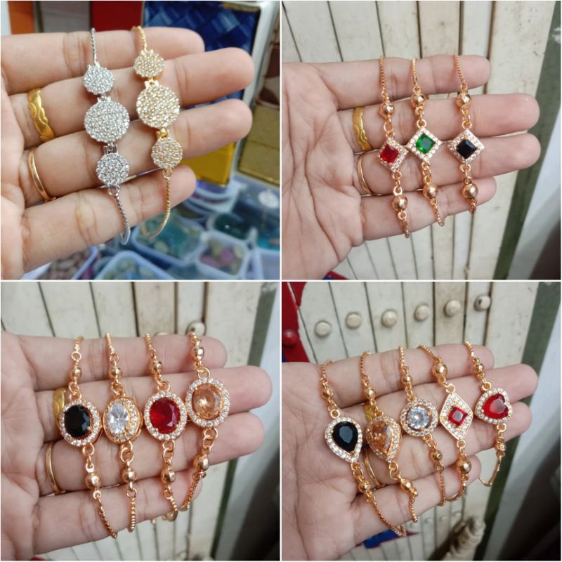 Gelang Rantai Serut Rhodium Diamond Alexandri & Zirkon