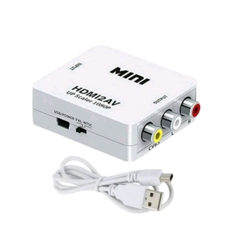 KONVERTER / CONVERTER HDMI TO RCA CONVERTER +KABEL RCA 3IN3 1.5 + KABEL HDMI 3 METER UNTUK LAPTOP KE TV TABUNG