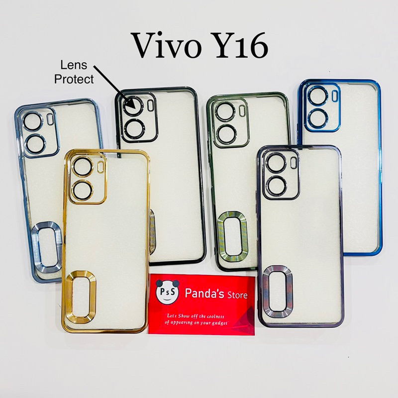 Softcase Vivo Y16 Lens Protector Circle Chrome Logo Clear Case