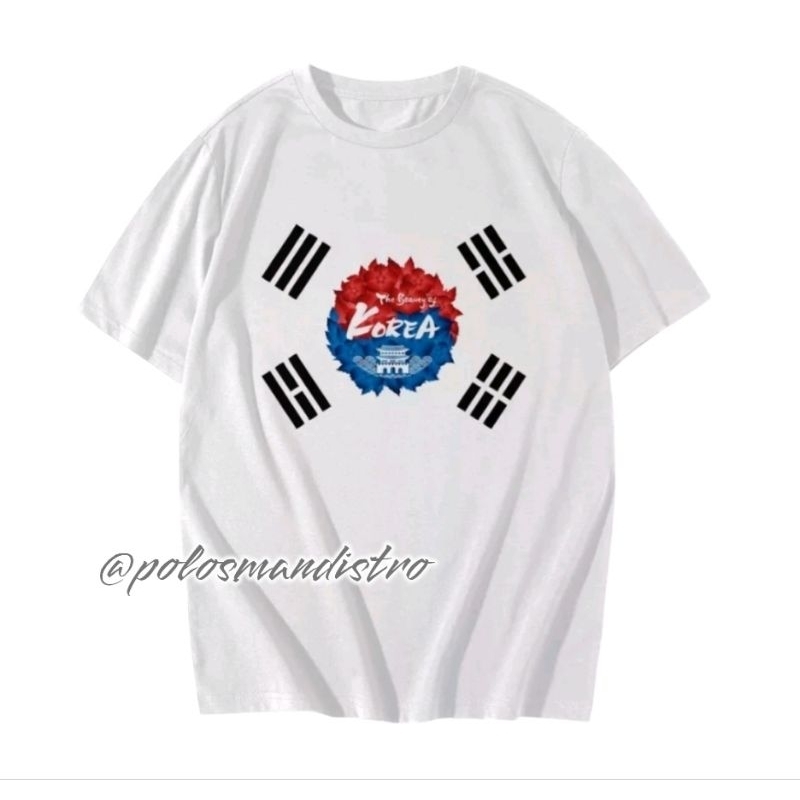 KAOS OLEH OLEH KOREA / KAOS DISTRO LOGO BENDERA KOREA BEAUTY