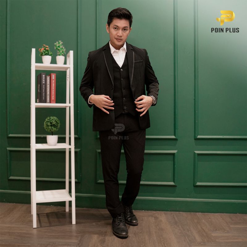 poinplus | celana bahan slimfit pria poinplus hitam | celana bahan pria | celana bahan slimfit pria