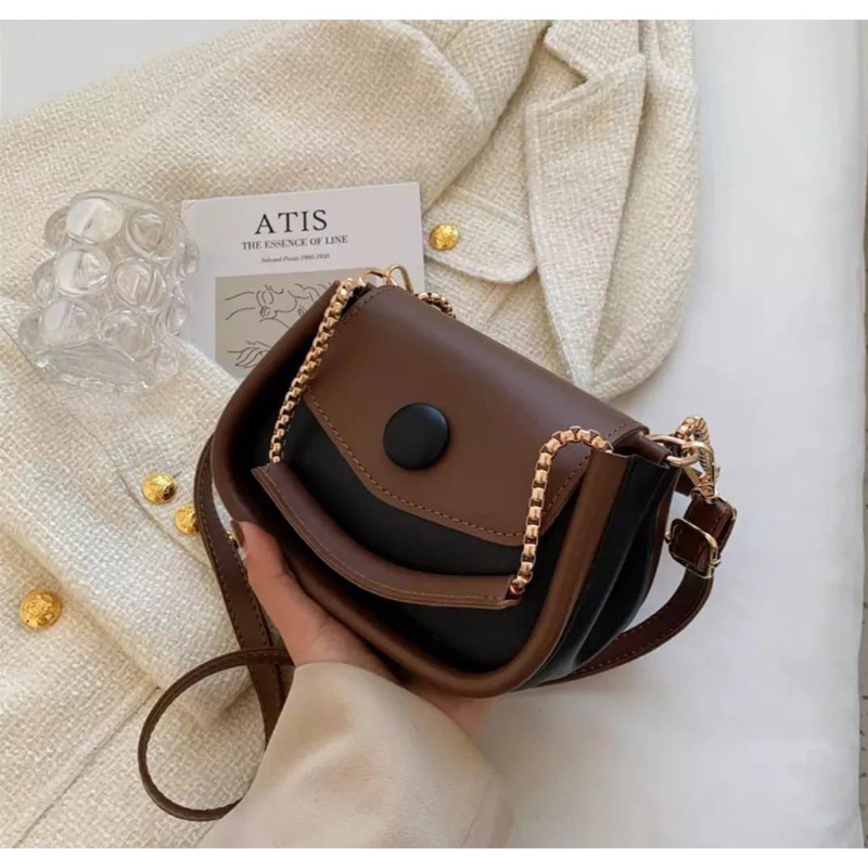 Tas Selempang Wanita KEENAN | Tas Wanita Terbaru | Tas Wanita Murah | Hand Bag | Tas Twotone Viral | Tas Pesta Style Korea