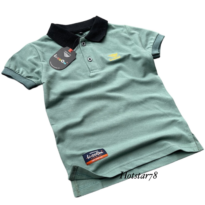 Kaos Anak Lacost Cotton Premium , Kaos Polo Anak ,Kaos Kerah Anak Warna Mineral Green hizoOM Original