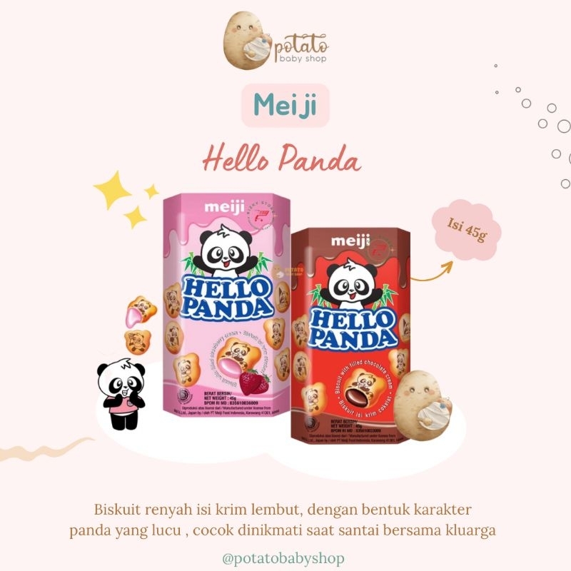 Meiji Hello Panda Chocolate &amp; Strawberry - Snack Anak