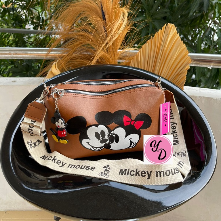 TAS SELEMPANG WANITA 2 RUANG MICKEY MOUSE / SLING BAG