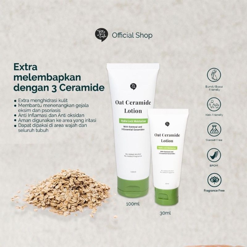 Biotalk Oat Ceramide Face Hand Body Lotion | Hydra Lock Moisturizer for Eczema Psoriasis bio talk me