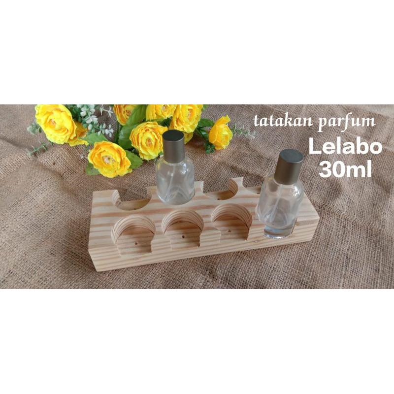 tatakan parfum botol lelabo 30ml , stand parfum lelabo