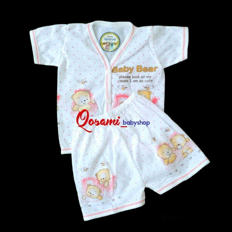 MEGA (3 Setel )Setelan Pendek Bayi Newborn Motif SNI