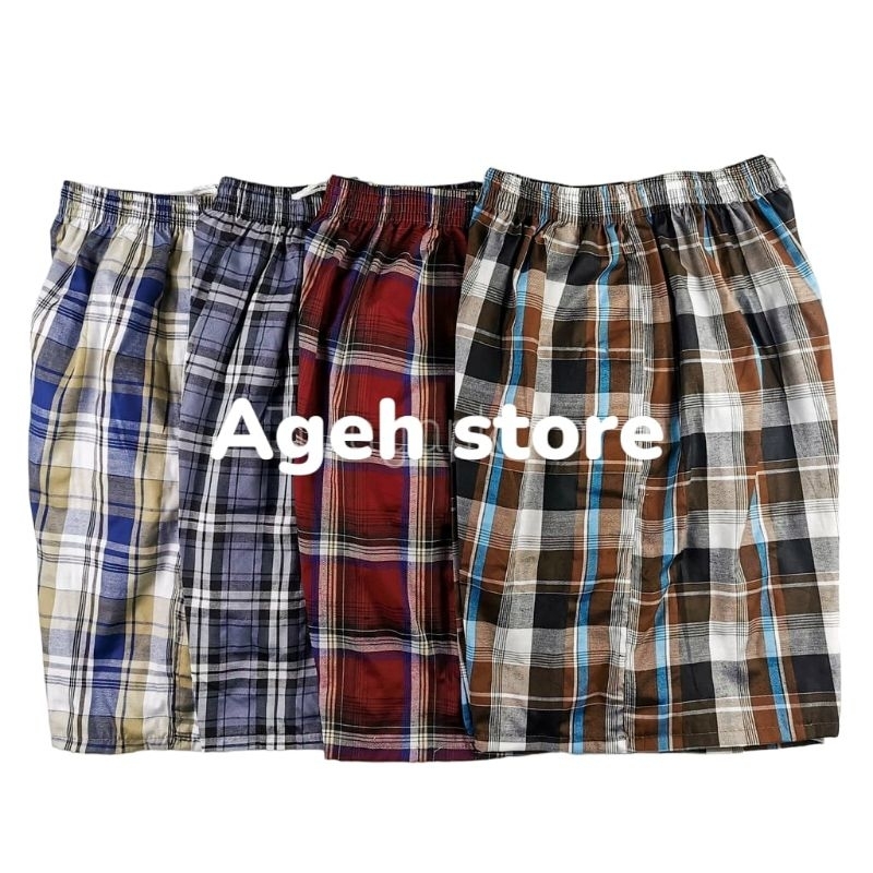 Paket 4 pcs Celana Pendek Pria / Wanita Kolor Motif Kotak Size 52