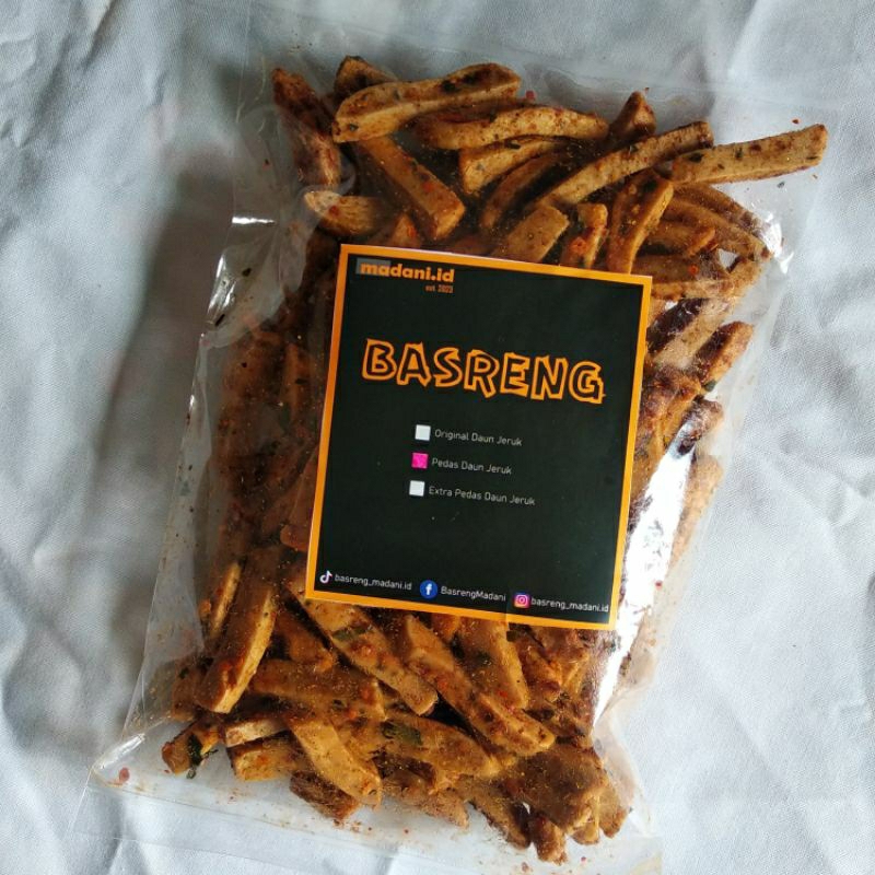 

BASRENG MADANI.ID - BASRENG PEDAS DAUN JERUK 250 GRAM