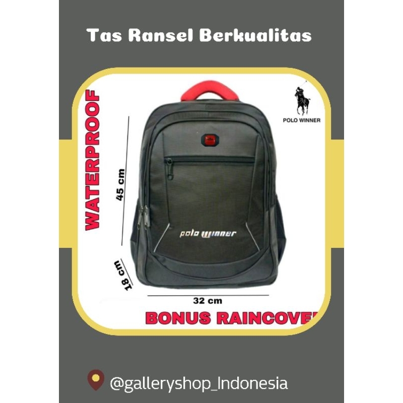 SALE Tas Ransel Backpack BERKUALITAS Polo Winner  Pria Tas Harga Promo Ransel Sekolah Kerja Kuliah TRAVEL untuk Laptop