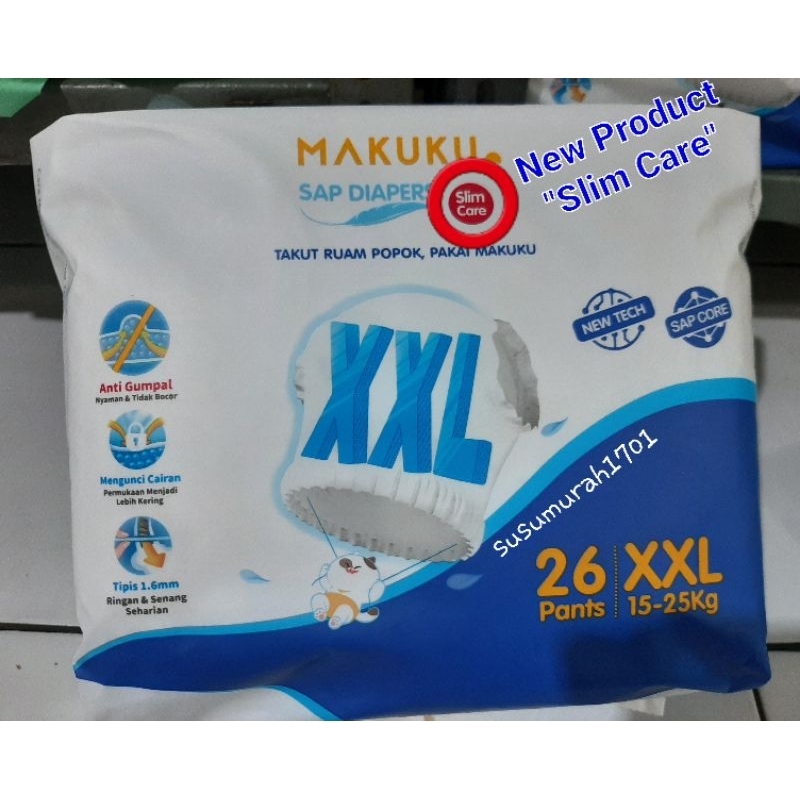MAKUKU SLiM CARE SAP Diapers Pants(Celana) M.32 / L.30 / XL.28 / XXL.26