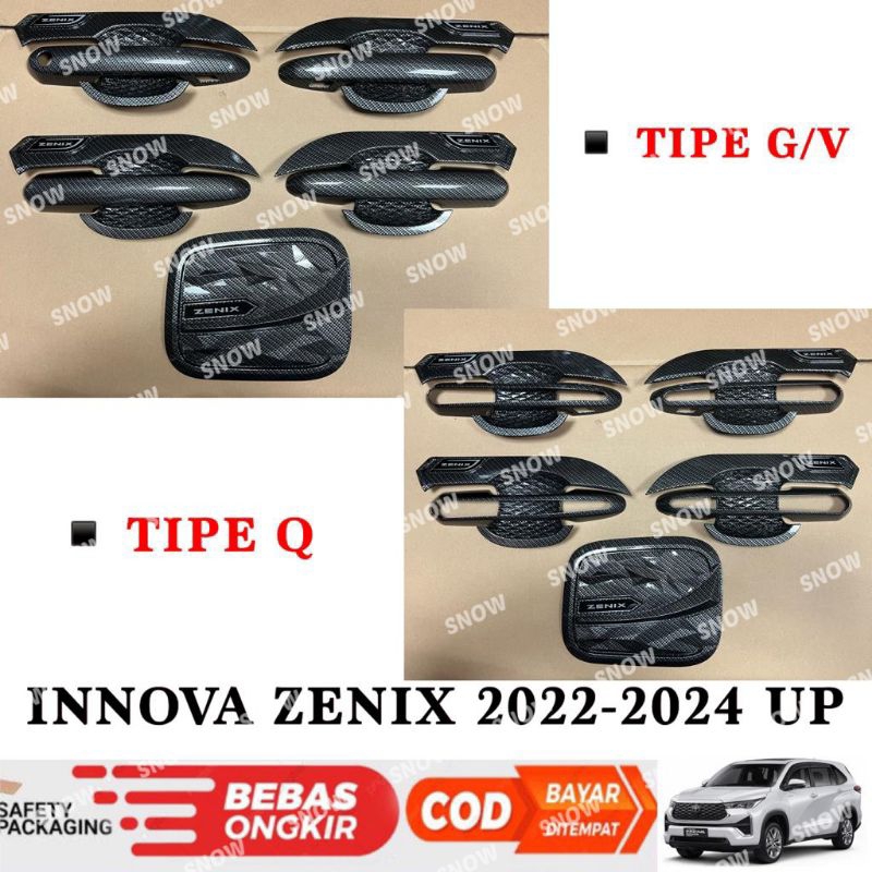 Paket Outer Handle Tank Cover Innova Zenix 2022 2023 2024 Carbon