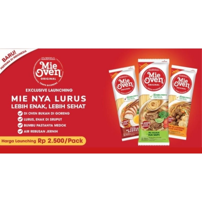 

Mayora mie oven Goreng sultan, goreng bawang, Kuah iga 1 karton 24 pcs