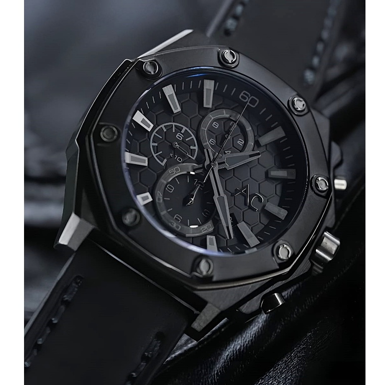 Jam Tangan Pria Alexandre Christie Ac 9601 Chronograph Black Leather Original