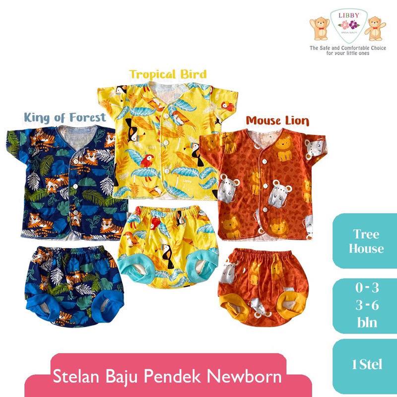 LIBBY SETELAN PENDEK CELANA POP NEWBORN (0-3M)/(3-6M)