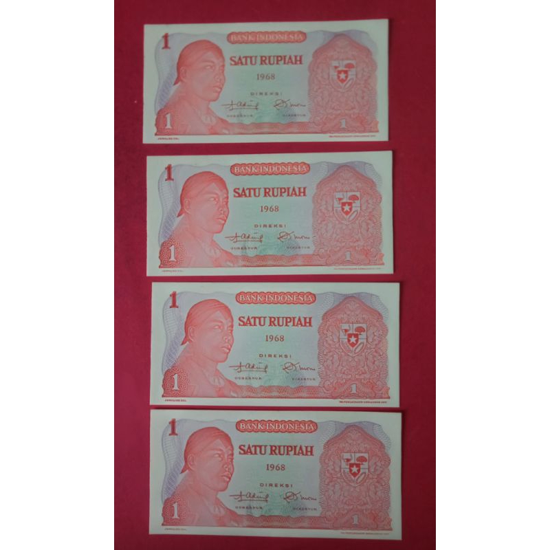 4 Kembar Uang Kuno Indonesia Rp.1 Rupiah 1968 Jenderal Soedirman
