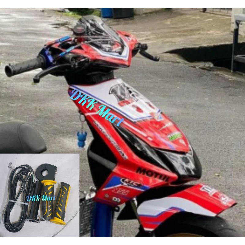 TERBARU VARIASI HONDA BEAT KARBU GASPONTAN GAS SPONTAN AKTIF 2 KABEL PLUS HANDGRIP GRIP HONDA BEAT K
