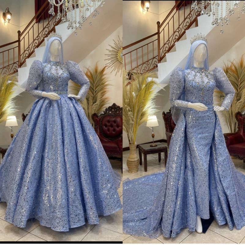 TERBARU//GAUN SLIM FULL PAYET 3.IN 1//GAUN WEDDING RONCE MEWAH BEREKOR MODERN