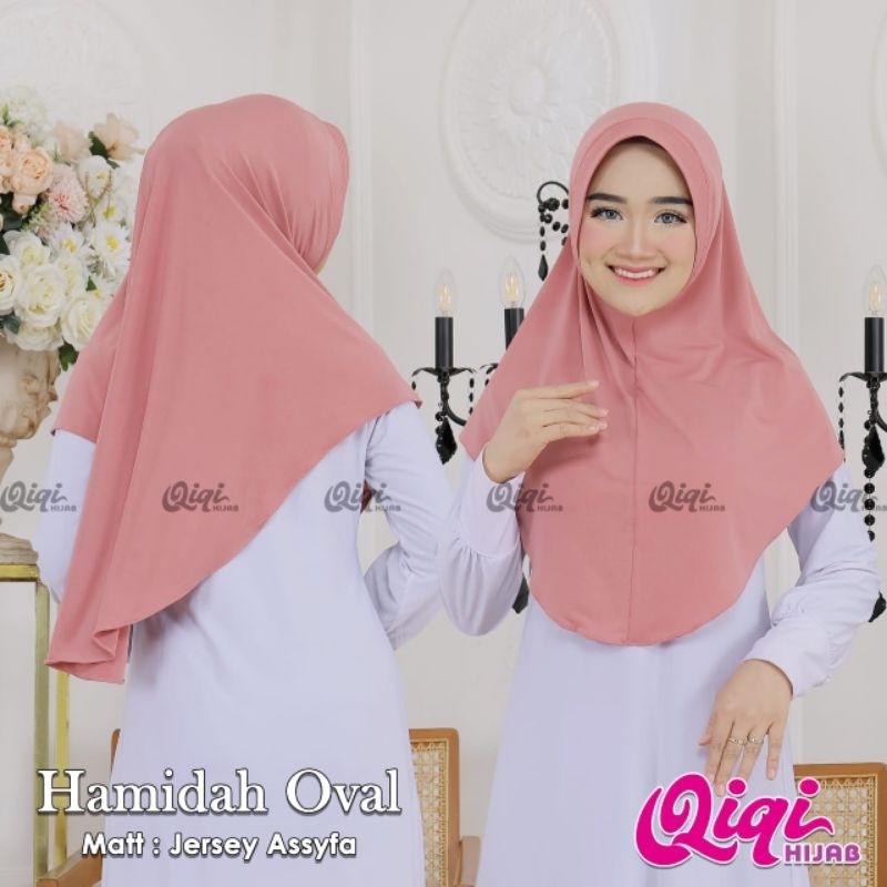 [ Qiqi hijab ] HAMIDAH OVAL GRADE A••hijab instan oval••hijab instan jersey premium