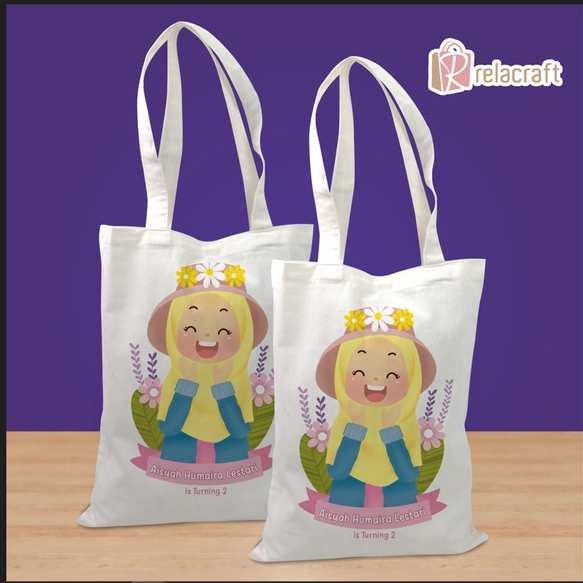 TOTEBAG REMAJA KEKINIAN/BAHAN BLACU TALI PANJANG/ DESAIN ANAK PEREMPUAN MUSLIMAH/TOTEBAG