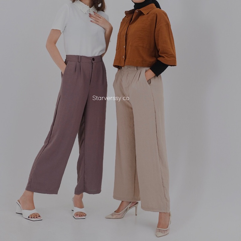 Ziva Kulot Crinkle HighWaist - Loose Pants - Celana Kulot Wanita